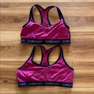 Icebreaker Merino Wool Sports Bras Bundle of 2 Pink Purple